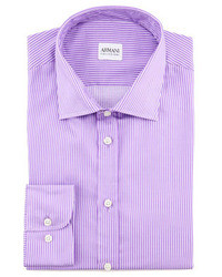 Armani Collezioni Striped Dress Shirt Purple