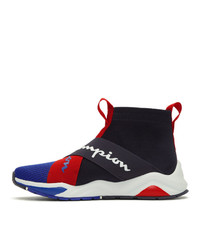 Champion Reverse Weave Navy And Blue Rally Crossover High Top Sneakers
