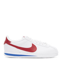 Nike White And Red Cortez Basic Sneakers