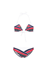 White and Red and Navy Bikini Top