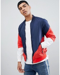 Pull&Bear Bomber With Colour Block In Navy Blue