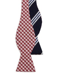 Brooks Brothers Mini Check With Large Bb10 Stripe Reversible Bow Tie