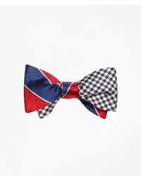Brooks Brothers Rugby Stripe With Gingham Reversible Bow Tie