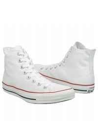 White and Red and Navy Canvas High Top Sneakers