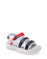 White and Red and Navy Canvas Sandals