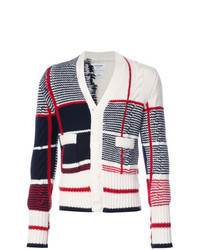 White and Red and Navy Cardigan