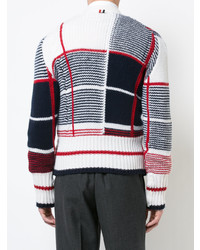 Thom Browne Classic V Neck Cardigan With Large Plaid Intarsia In Cashmere