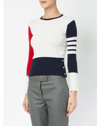 Thom Browne Classic Crewneck Pullover In Funmix Cashmere With 4 Bar Sleeve Stripe Unavailable