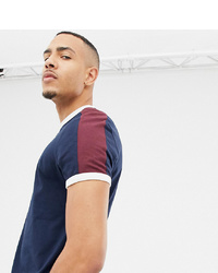ASOS DESIGN Tall T Shirt With Contrast Shoulder Panel In Navy