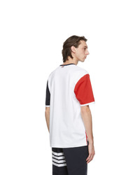 Thom Browne White Contrast Sleeve Ringer T Shirt
