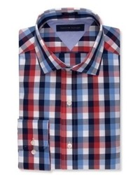 Hilfiger Bold Red And Blue Check Dress Shirt, $54 | Macy's | Lookastic