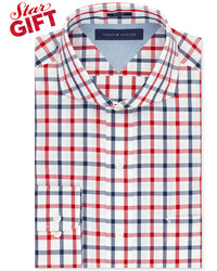 Tommy Hilfiger Slim Fit Red And Blue Multi Check Dress Shirt