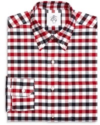 White and Red and Navy Gingham Shirt