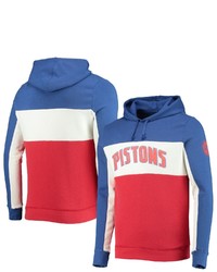 Junk Food Bluewhite Detroit Pistons Wordmark Colorblock Fleece Pullover Hoodie