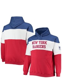 FANATICS Branded Bluered New York Rangers Big Tall Colorblock Fleece Hoodie