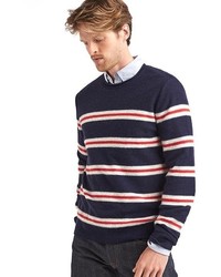 Gap Merino Blend Dual Stripe Crew Sweater