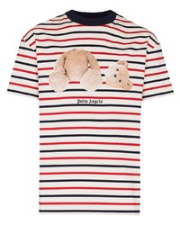 Palm Angels Bear Print Striped T Shirt