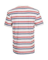 Topman Ecru Herringbone Stripe T Shirt