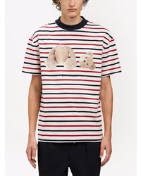 Palm Angels Pa Bear Stripes Classic Tee Red Brown