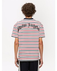 Palm Angels Pa Bear Stripes Classic Tee Red Brown