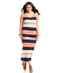 Soprano Plus Size Sleeveless Striped Maxi Dress