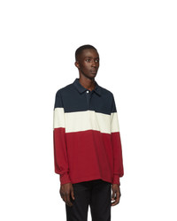 Rag and Bone Navy And Red Colorblock Rugby Polo