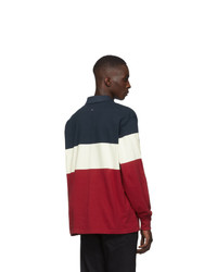Rag and Bone Navy And Red Colorblock Rugby Polo