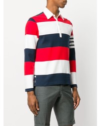 Thom Browne Rugby Stripe Relaxed Fit Long Sleeve Polo