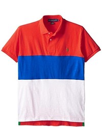 U.S. Polo Assn. Tri Color Wide Stripes Slim Fit Cotton Slub Polo Shirt