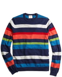 White and Red and Navy Horizontal Striped Sweater