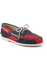 Sperry Topsider Shoes Hand Painted Authentic Original 2 Eye Boat Shoe Navy Red Hand Painted