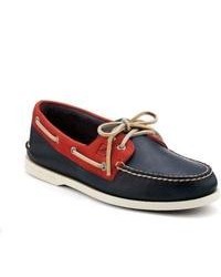 White and Red and Navy Leather Shoes