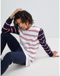 ASOS DESIGN Asos Relaxed Longline Stripe Long Sleeve T Shirt With Contrast Sleeves
