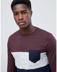 ASOS DESIGN Long Sleeve T Shirt With Contrast Panel And Pocket