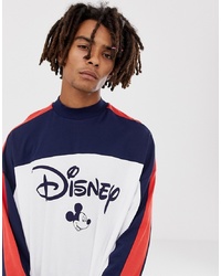 ASOS DESIGN Mickey Oversized Long Sleeve T Shirt With Colour Block Panels And Turtle Neck