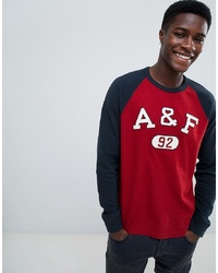 Abercrombie & Fitch Tech Plated Logo Long Sleeve Top In Red