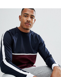 ASOS DESIGN Tline Long Sleeve T Shirt With Curved Hem And Contrast Yoke