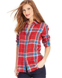 American Living Plaid Button Front Shirt