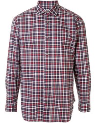 Men's White and Red and Navy Plaid Long Sleeve Shirt, White Tank, Blue ...