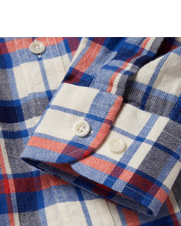 Hardy Amies Button Down Collar Checked Brushed Cotton Shirt