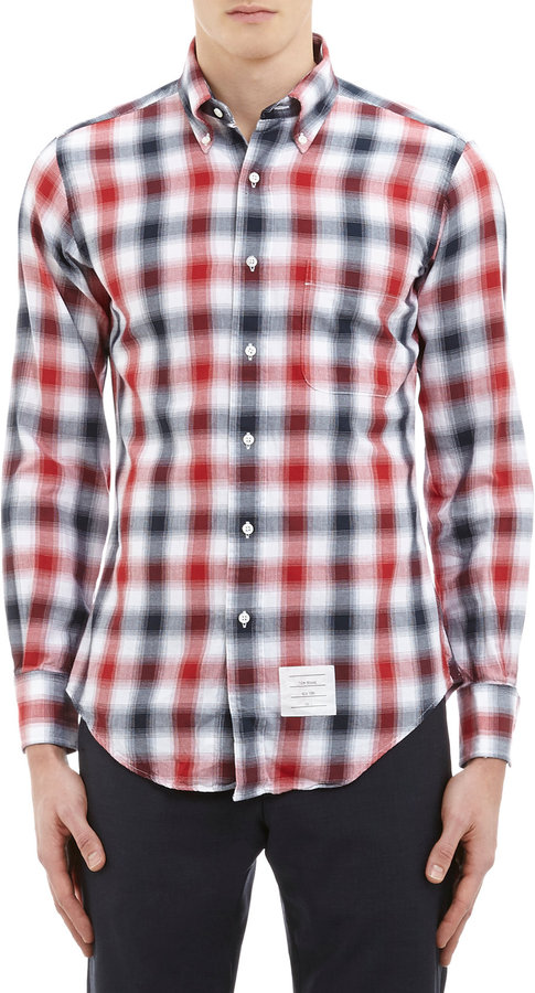 Thom Browne Plaid Flannel Button Down Shirt, $330 | Barneys Warehouse ...