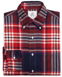 Brooks Brothers Red White And Navy Plaid Button Down Shirt