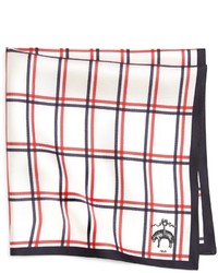 White and Red and Navy Plaid Pocket Square