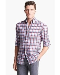 White and Red and Navy Plaid Shirt