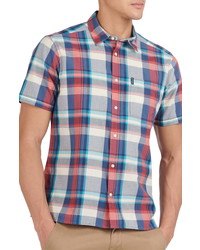 Barbour Tailored Fit Madras Plaid Short Sleeve Button Up Shirt