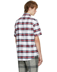 Thom Browne White Red Tartan Check Short Sleeve Shirt