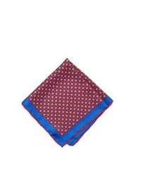 White and Red and Navy Polka Dot Pocket Square