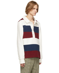 Daniel W. Fletcher White Striped Rugby Long Sleeve Polo