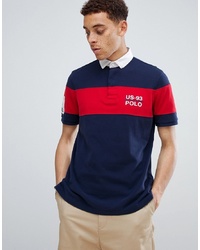 Polo Ralph Lauren Cp 93 Capsule Back Applique Chest Stripe Rugby Polo In Navy