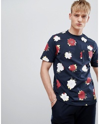 Farah Butlins Floral Print T Shirt In Navy